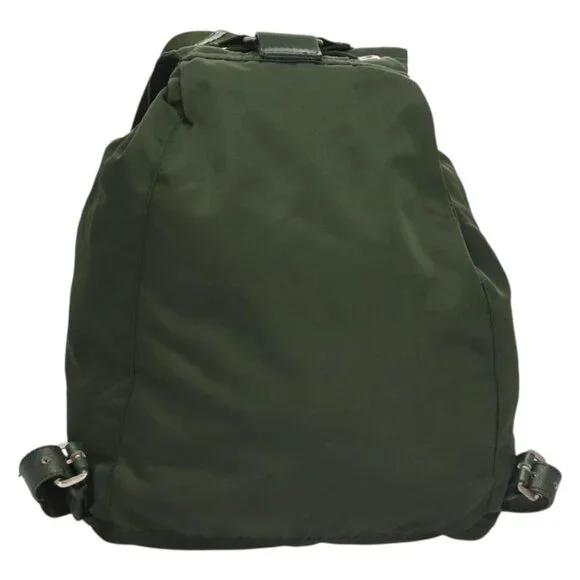 PRADA Backpack Nylon Khaki Silver Auth